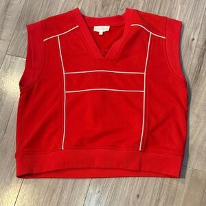 Entro Red Sleeveless Top with White Accents